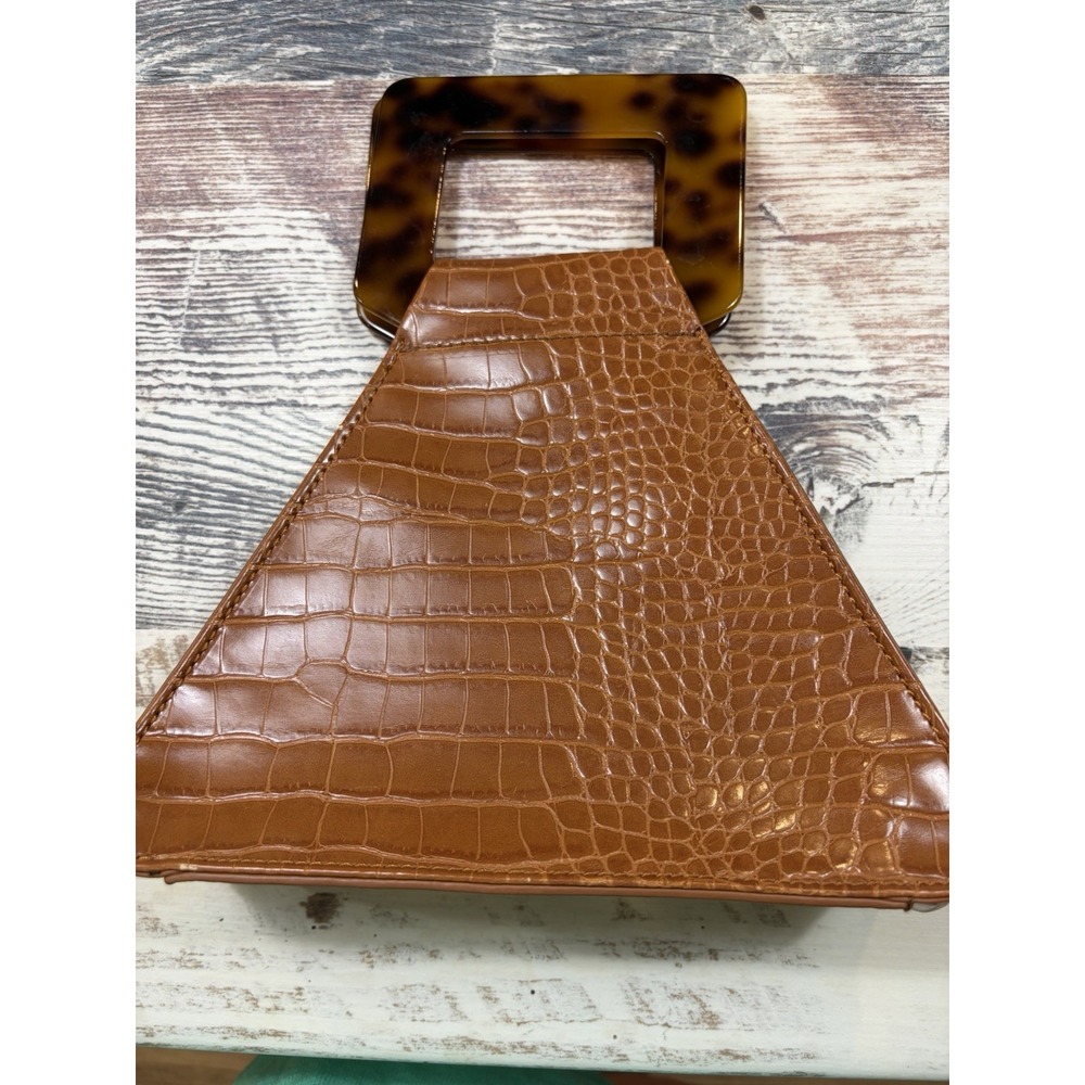 Urban Expressions Vegan Croc Mini Triangle Bag Brown Tortoise Handle